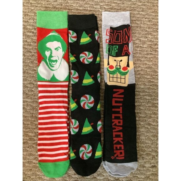 Buddy the ELF Mens Socks Christmas Fun Gift 3 Pairs For Shoe Size 8-12 NEW InBox - Picture 5 of 5